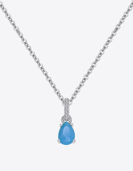 Teardrop Turquoise 4-Prong Pendant Necklace