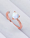 Inlaid Moonstone Heart Adjustable Open Ring