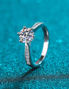 925 Sterling Silver Moissanite Adjustable Ring