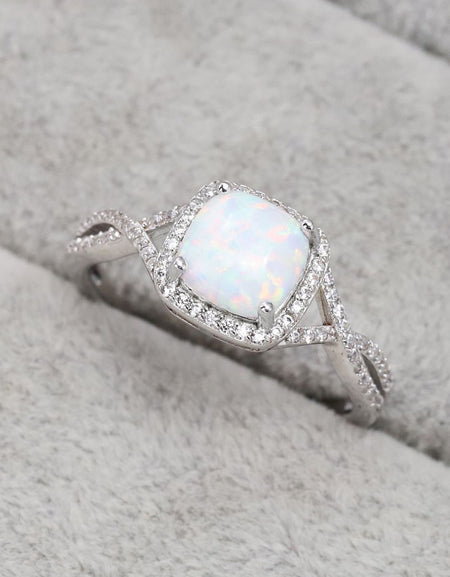 Opal Contrast Crisscross Ring