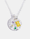 Inlaid Multicolored Zircon Round Pendant Copper Necklace