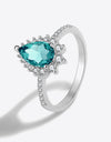 Paraiba Blue Zircon Pear Shape Ring