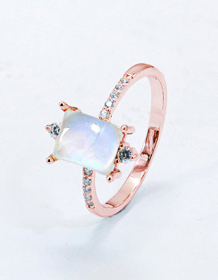 925 Sterling Silver Square Moonstone Ring