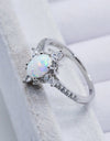 Platinum-Plated Opal and Zircon Ring