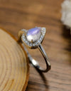 Moonstone Teardrop 925 Sterling Silver Halo Ring