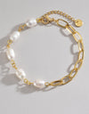 Half Pearl Half Chain Stainless Steel Bracelet