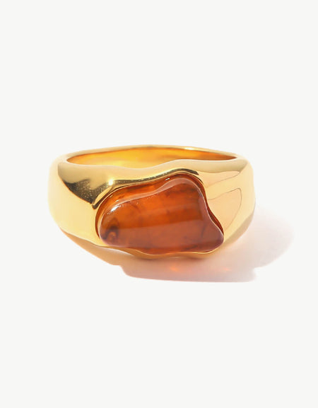 Inlaid Natural Stone Stainless Steel Ring