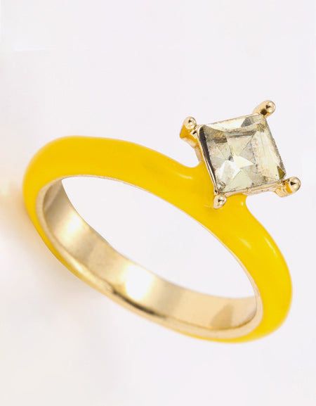 Everyday Delight 18K Gold Plated Glass Stone Ring