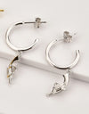 925 Sterling Silver C-Hoop Gun Drop Earrings