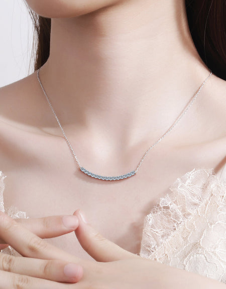 Sterling Silver Curved Bar Necklace