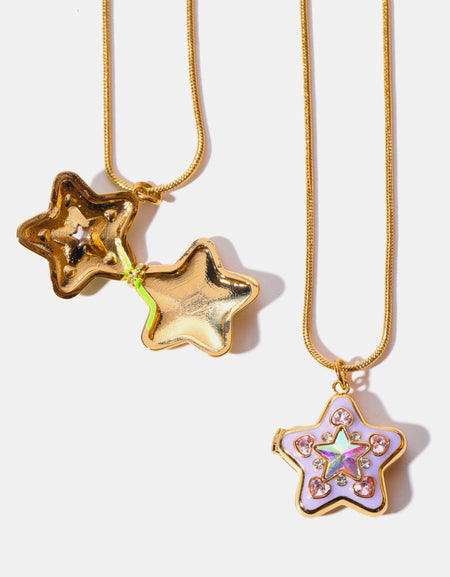 Rhinestone Decor Star Box Pendant Necklace