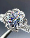 2 Carat Moissanite Floral Platinum-Plated Ring