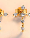 Zircon Cross 925 Sterling Silver Earrings