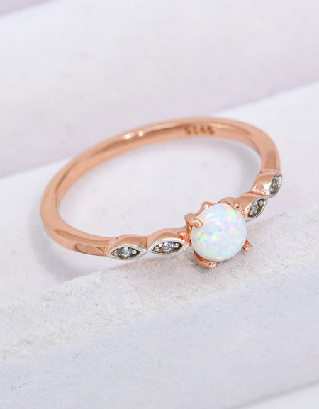 Opal Contrast Platinum-Plated Ring