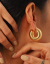 18K Gold-Plated Copper Ribbed Hoop Earrings