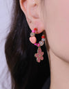 Flower C-Hoop Drop Earrings