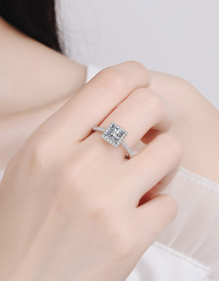 Sterling Silver Square Moissanite Ring