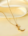 18K Gold Plated Inlaid Zircon Moon Pendant Necklace