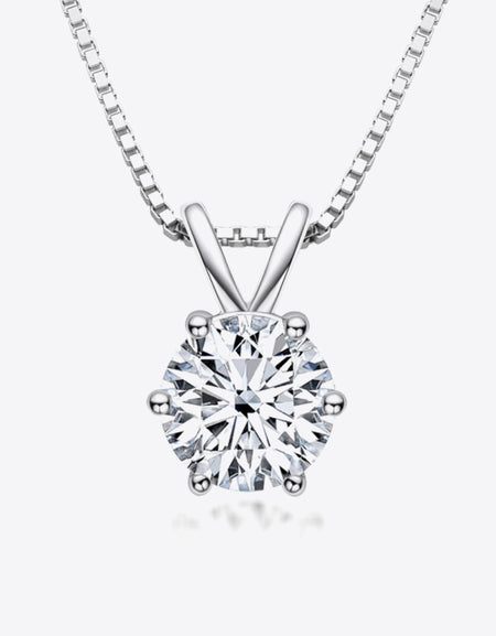 925 Sterling Silver 1 Carat Moissanite Pendant Necklace