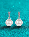 Moissanite Pearl Drop Earrings