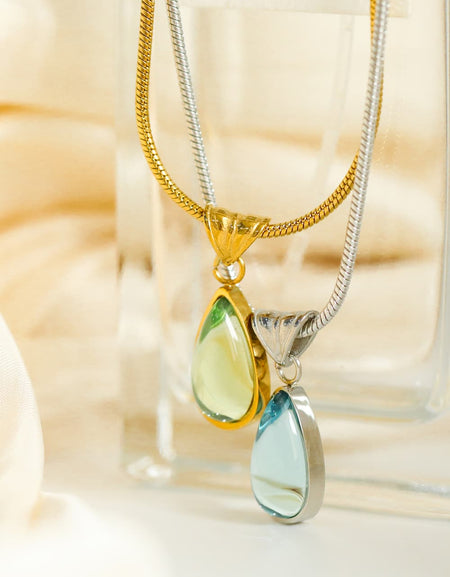 Teardrop Shape Titanium Steel Pendant Necklace