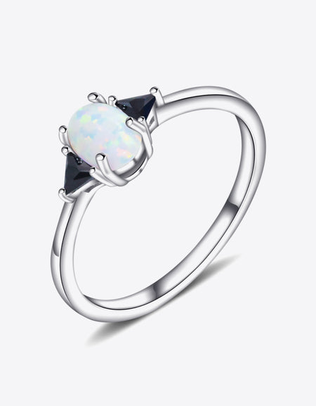 Contrast 925 Sterling Silver Opal Ring