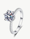 925 Sterling Silver 2 Carat Moissanite Ring