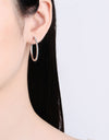 Rhodium-Plated Moissanite Hoop Earrings