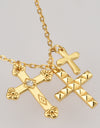 Inlaid Zircon Cross Pendant Necklace