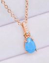 Teardrop Turquoise 4-Prong Pendant Necklace